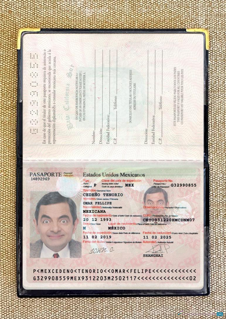 Download Mexico passport 2017 present photolook Photoshop template